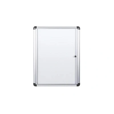 Imagen de Bi Office Boletín Enclore Extra, Superficie magnética en acero lacado, Tablón de anuncios con puerta bisagras para interiores aluminio, 532 x 686 mm 4xA4