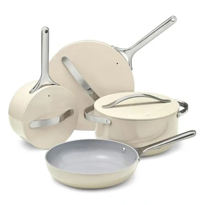 Imagen de Caraway Juego de utensilios cocina cerámica antiadherente (12 piezas) ollas, sartenes, 3 tapas y almacenamiento cocina, no tóxico, apto para horno compatible con todas las estufas, color