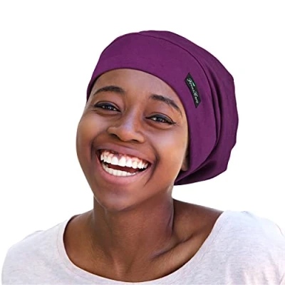 Imagen de FocusCare ADJUST 8 Gorro de dormir ajustable con forro satén para rastas, pelo rizado, Talla L, única Rayas B ]