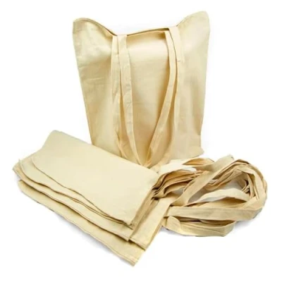 Imagen de Adri 10 Bolsas de algodon con Asas Tela Para Pintar 38x42cm 144g/m2 Bolsa la compra Largas Transporte Grande reutilizable. (10 Pìezas)