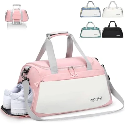 Imagen de Damcyer Bolsa De Deporte, Deporte Mujer para Grande con Compartimento Zapatos y Mojado, Viaje Mochila Gimnasio, Rosa