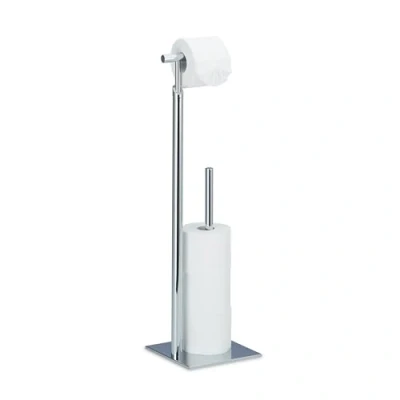 Imagen de Relaxdays Portarrollos Baño de Pie con Soporte para 4 Rollos Repuesto, Acero Plástico, Plateado, 71x20x20 cm, Inoxidable