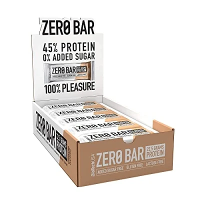 Imagen de BioTechUSA Zero Bar Protein Snack Bajo en Azúcar y Sin Lactosa Textura Crujiente Deliciosos Sabores Ideal para Dietas Entrenamientos, 20 * 50 g, Cappuccino