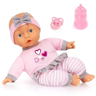 Imagen de Bayer Design 93003AD muñeco Bebe, Primera muñeca, para amarres, Cuerpo Blanco, 30 cm, con Chupete y biberon