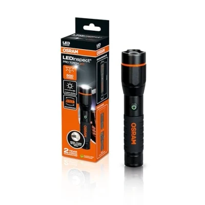 Imagen de OSRAM LEDinspect PRO TORCH 500, linterna de inspección LED recargable, función zoom, 500lm brillo, 6000K, 4 modos luz
