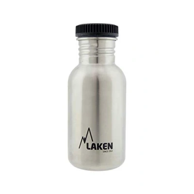 Imagen de LAKEN Botella de Agua Acero Inoxidable (0,50L Acero) con Tapón Basic Para Niños y Adultos/Para Gimnasio Deportes Reutilizable Reciclable