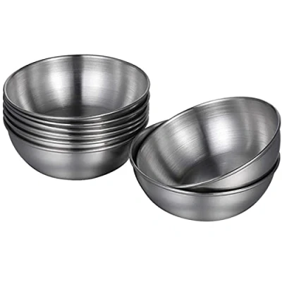Imagen de 8 Piezas Tazón Inmersión para Bocadillos, Cuenco Salsa Acero Inoxidable, de Especias, Adecuado Tomate, Mostaza, Chile, Aderezo Ensaladas(Plateado)
