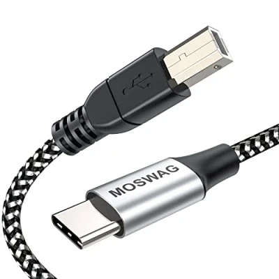 Imagen de MOSWAG Cable MIDI USB C a B Tipo Trenzado Nylon 2.0 Impresora de escáner alta velocidad con conector metal Compatible impresoras AiO, HP, Canon y más