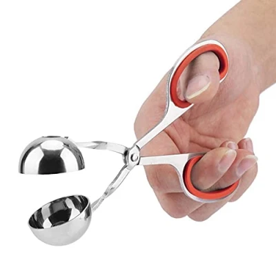 Imagen de Acero Inoxidable Ballers de Carne, antiadherentes para cuchara masa galletas cocina, Ball Maker Pinzas Hielo Cake Pop, Cucharada Helado, Fruta, Melón(rojo)