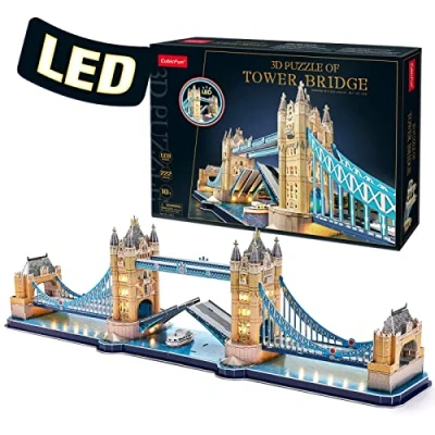 Imagen de CubicFun Puzzle 3D LED Puente de la Torre Maquetas para Construir Adultos Edificio Kits Construcción Souvenir Regalo Niños, 222 Piezas