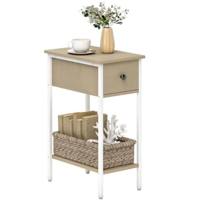 Imagen de Mesa auxiliar melamina de madera, metal homcom