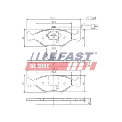 Imagen de FAST FT29086 Juego de pastillas freno Eje delantero con sensor desgaste incorporado