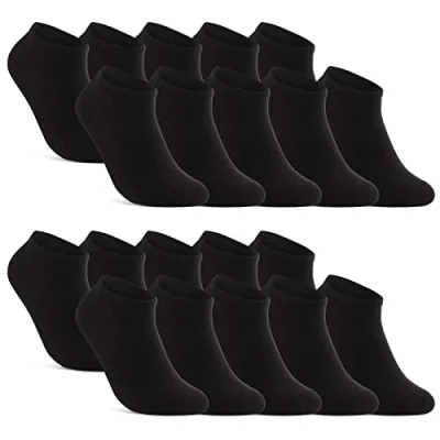 Imagen de sockenkauf24 10 20 30 Pares Calcetines Cortos Hombre Mujer Tobillero Negro Blanco Gris Algodón (20x 43 46)