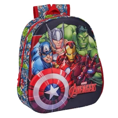 Imagen de Safta AVENGERS Mochila Escolar, con Diseño 3D, Adaptable a Carro, Ideal para Niños de Diferentes Edades, Cómoda y Versátil, Calidad Resistencia, 27x10x33 cm, Color Negro/Rojo