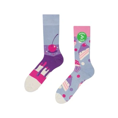 Imagen de Dedoles Calcetines Unisex Hombre Mujer y Niños Algodón muchos diseños divertidos diferente izquierda derecha, color: Morado, diseño: Pastel de cerezas (bambú), tamaño: 35 38
