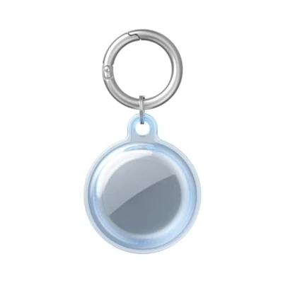 Imagen de Funda Impermeable para Apple AirTag, 360 de Protección Completa Cubierta Titular con Llavero AirTag (Transparente Azul)