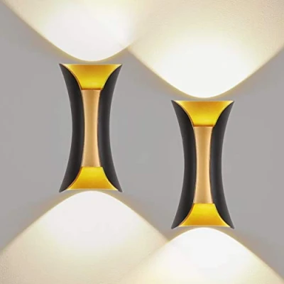 Imagen de Klighten 2PCS Aplique pared Interior/Exterior LED 10W Lámpara de Moderna 3000K Blanco Cálido Perfecto para Salon Dormitorio Sala Pasillo Escalera