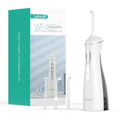 Imagen de VOYOR HEALTH Irrigador Dental, Bucal Portatil con Múltiples Modos, IPX7 Impermeable, Recargable por USB, Limpieza de Dientes para Viajes y Hogar Inalámbrico WF400 (Negro)