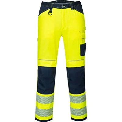 Imagen de Portwest PW3 PW340YNS28 Pantalón de Trabajo Alta Visibilidad (Talla 28), Color Amarillo/Azul Marino