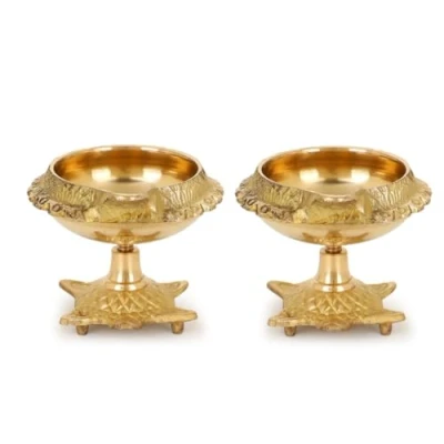 Imagen de Zap impex lámpara de aceite latón tradicional Deep Diya India Diwali Puja Kuber Tortoise (2)