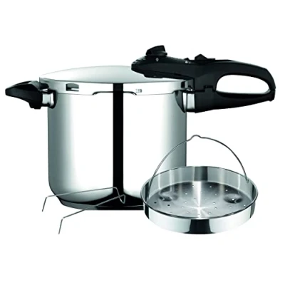 Imagen de Fagor Duo Olla a Presión 7,5 Litros, Inducción, Express Super Rápida, Acero Inox. 18/10, Todo Tipo Cocinas, Fondo Termo Difusor, 2 Niveles de Presión, 5 Sistemas Seguridad, Incluye Cestillo