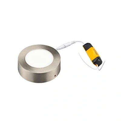 Imagen de Popp Plafón Led Downlight Techo Circular Ø225mm 18W 1440Lm Niquel Superficie IP44 6500K Luz blanca, para Salones, Dormitorios o Cocinas (6500K, 18W)