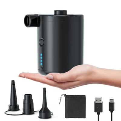 Imagen de Inflador Electrico Colchon Hinchable, 4000mAh Bomba de Aire Eléctrica con 3 Boquillas, y Desinflador, para Piscinas Hinchables Bote Inflable