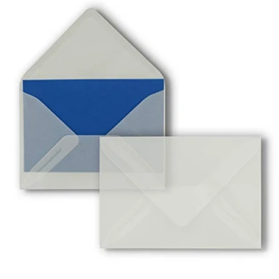 Imagen de Lote de 50 sobres B6, 17,5 x 12,5 cm, transparentes, cierre húmedo con solapa puntiaguda, 92 g/m², para bodas, tarjetas felicitación, invitaciones