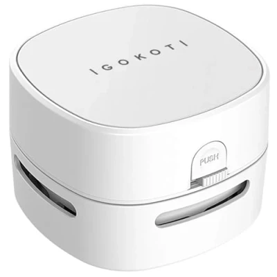 Imagen de IGOKOTI Aspiradora de escritorio, mini aspiradora, aspiradoras mesa, funciona con pilas, diseño mano (no incluye baterías)