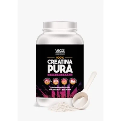 Imagen de Creatina Monohidratada en Polvo Pura Sin Aditivos Bote 500 g de Monohidrato Vegana Gluten Suplemento Pre Entreno para Aumentar el Rendimiento Físico Sabor