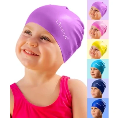Imagen de Limmys Gorro Piscina para Niños Niño 100% Silicona Niña Gorros de Cómodos, Elásticos y Calidad Natación Infantil Atractivos