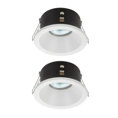 Imagen de wonderlamp Pack 2 Empotrable para baños o exteriores Lutar, IP 65, moderno, Blanco, interior/exterior, Redondo