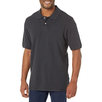 Imagen de Amazon Essentials Polo en piqué de algodón con Corte Regular (Disponible Talla Grandes y Largos Especiales) Hombre, Negro, S