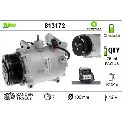 Imagen de VALEO 813172 compresor de Aire Acondicionado TRSE09 12 PAG 46 R 134 a con aceite HONDA: CR V 3