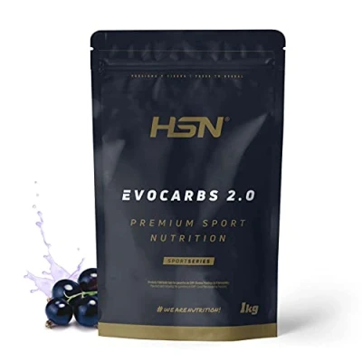 Imagen de Bebida Isotónica en Polvo Evocarbs 2.0 de HSN Sabor Grosella Negra 1 Kg = 25 Tomas por Envase Carbohidratos Sin Gluten y Electrolitos No GMO, Vegano