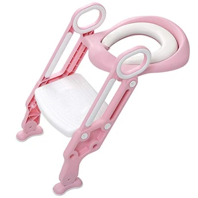 Imagen de Adaptador WC niños con Escalera Asiento Inodoro Ajustable para Orinal Infantil Formación Seguro Antideslizante,Reductor Aseo Plegable de 1 7