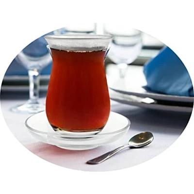 Imagen de Topkapi Juego de té turco 18 piezas, con 6 vasos té, posavasos, cucharillas y