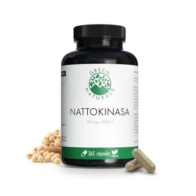 Imagen de Natokinasa 20.000 FU/g 100 mg por cápsula 365 cápsulas Extracto de soja fermentada Sin ingeniería genética 1 año stock Green Naturals®
