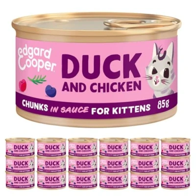 Imagen de Edgard &amp; Cooper Comida humeda para Gatito, (Pato Pollo, 85gx18), Gatos Esterilizados y Activos, Sin Cereales, Ingredientes Naturales, Carne Fresca, Hipoalergénico, azúcares añadidos