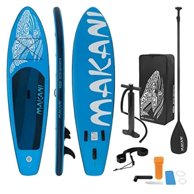 Imagen de ECD Germany Tabla Hinchable Makani Paddle Surf/Sup 320 x 82 15 cm Azul Stand up Board PVC/EVA hasta 150kg 3 Antideslizantes Diferentes Modelos Incluye Paleta Aluminio Bomba y Accesorios