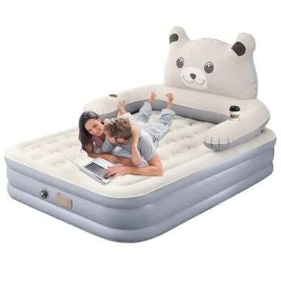 Imagen de Bogseth Colchón Hinchable Matrimonio con Bomba Integrada, Colchon Inflable, Cama de Aire Autohinchable, Invitados, Camping, Viajar, 200 * 150 43cm