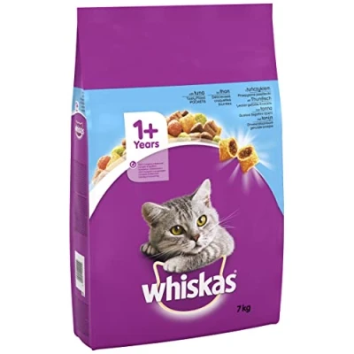 Imagen de Whiskas Adult 1+ Alimento seco para atún, 7 kg (1 paquete), comida seca gatos adultos, diferentes envases de productos disponibles