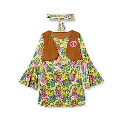 Imagen de amscan 9906993 Disfraz hippy psicodélico de los años 60 para mujer, talla, multicolor, 40/42