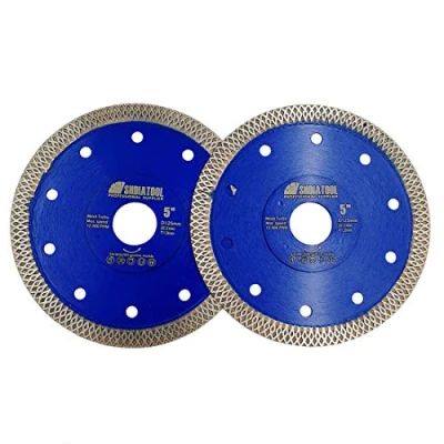 Imagen de SHDIATOOL Disco de corte diamante 2 unidades 125 mm / 5 pulgadas Super fino X Mesh Turbo Saw Blade para azulejos mármol cerámica porcelana