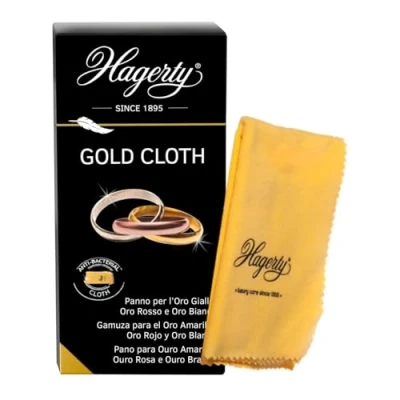 Imagen de Hagerty Gold Cloth Paño de limpieza oro 36 x 30 cm I limpia algodón impregnado en seco que renueva el brillo Gamuza pulidora para amarillo, rosa, rojo u blanco