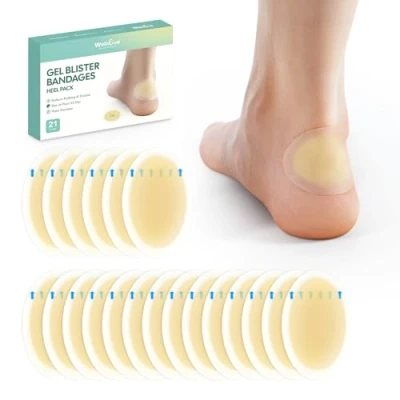 Imagen de 21 Pieces Blister Plasters for Feet Welnove Invisible Hydrocolloid Gel Bandages Cushions Heel, Toe &amp; Foot, Water Resistant Bandages(Heel Pack)