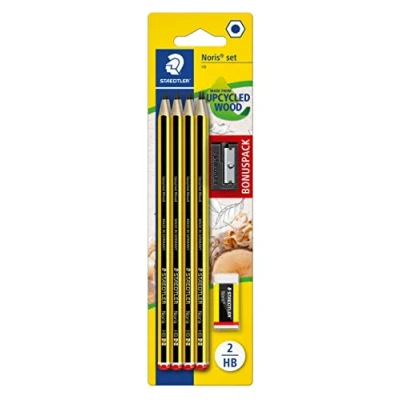 Imagen de STAEDTLER 120 SBK8P1 Noris Edición Limitada Feliz Aniversario Blister con 8 lápices de grafito HB Grafito, 1 Goma borrar + GRATIS Afilalápices