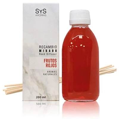 Imagen de Recambio Ambientador Mikado Raíz Angélica 200ml + Palos Mármol SYS Aromas. Notas herbales. Fragancia duradera.