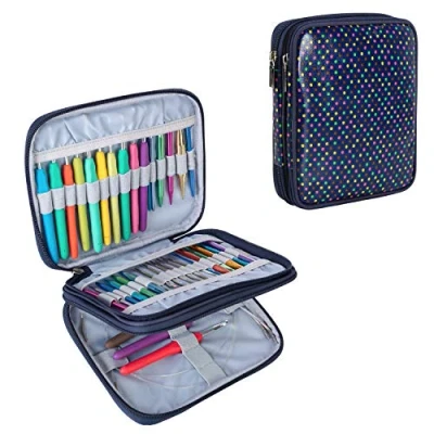 Imagen de Teamoy Estuche organizador para agujas de tejer circulares intercambiables, ganchillos y accesorios tejer, fácil transportar (no incluye accesorios)