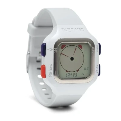 Imagen de TIME TIMER Reloj — Analógico y Digital Visual de 12 Horas o 24 para el Aprendizaje los niños, la Toma exámenes Seguimiento del Entrenamiento (Blanco Ártico, Pequeño)